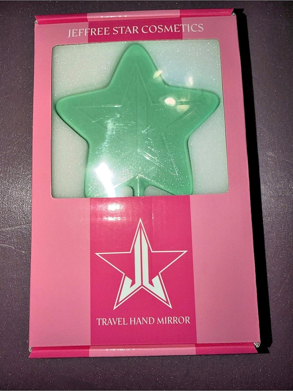 NIB Jeffree Star Mint Green Glitter Travel Hand Mirror - Vaulted Rare